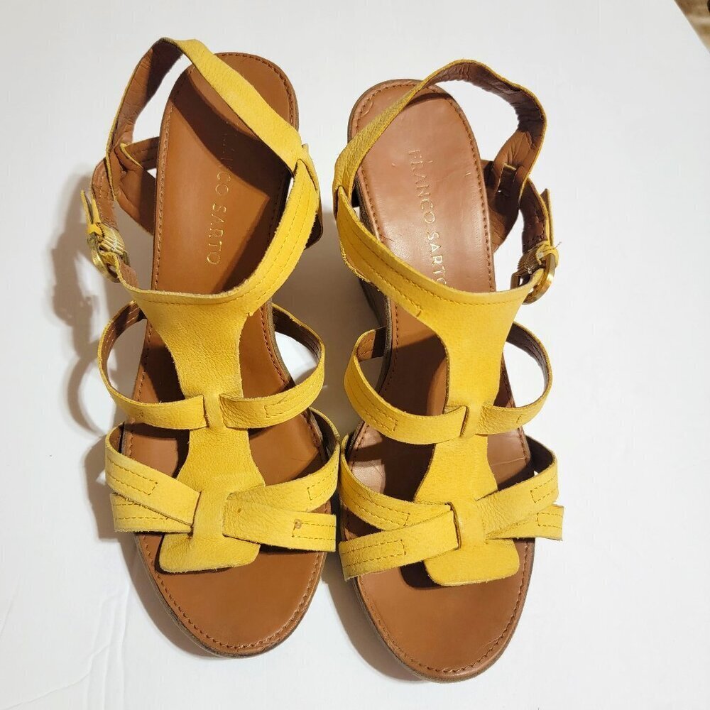 Franco Sarto Honduras Yellow Leather Sandals Size 8M – Excellent Condition